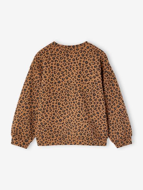 Sweat fille léopard coeur printé capsule famille beige+gris foncé - vertbaudet enfant 