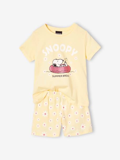Pyjashort Snoopy Peanuts marguerites fille jaune pastel - vertbaudet enfant 