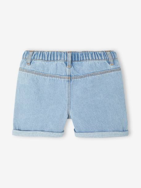 Short en jean fille bleu clair+bleu moyen+denim brut - vertbaudet enfant 