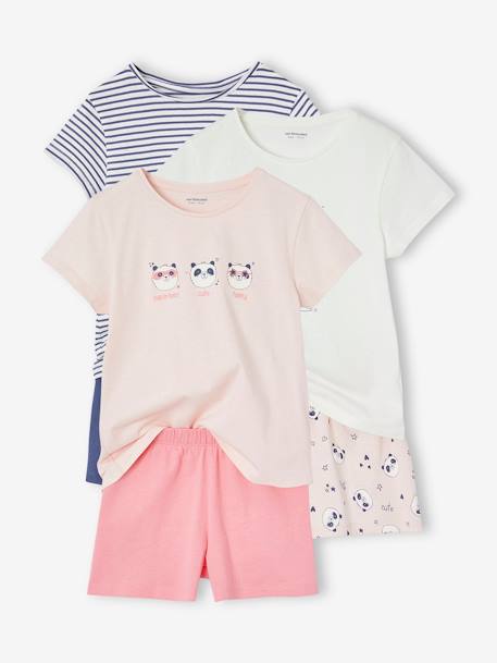 Lot de 3 pyjashorts panda fille rose pâle - vertbaudet enfant 