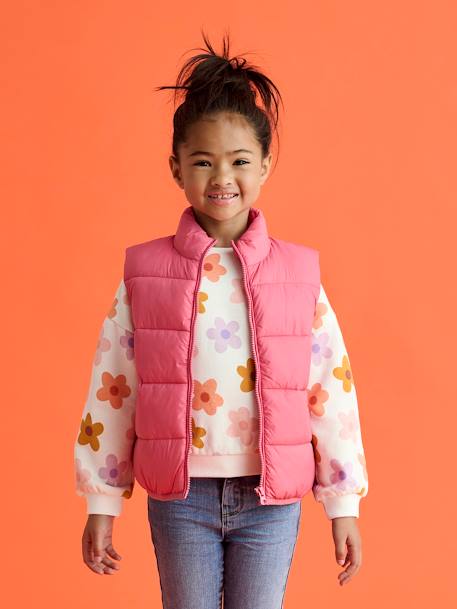 Doudoune fille légère sans manches rose+vert sauge - vertbaudet enfant 