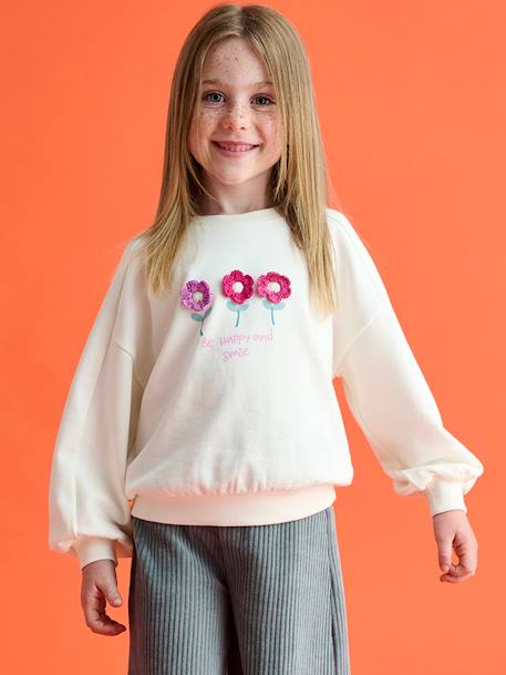 Fille-Pull, gilet, sweat-Sweat fille motif fantaisie 