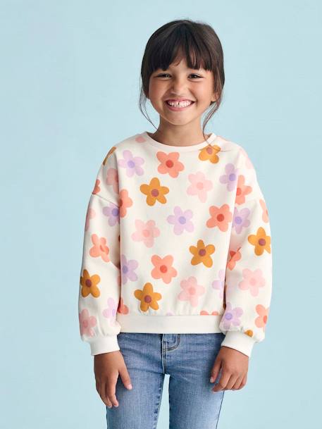 Fille-Pull, gilet, sweat-Sweat fille motifs fantaisie 