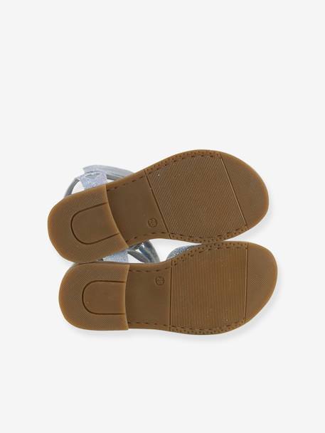 Glitzersandalen met klittenband voor kinderen, kleutercollectie veel blauw+wit, bedrukt - vertbaudet enfant 