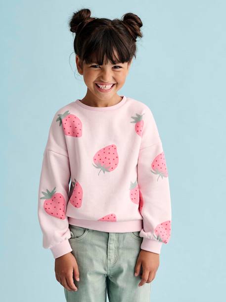 Fille-Pull, gilet, sweat-Sweat fille motifs fantaisie 