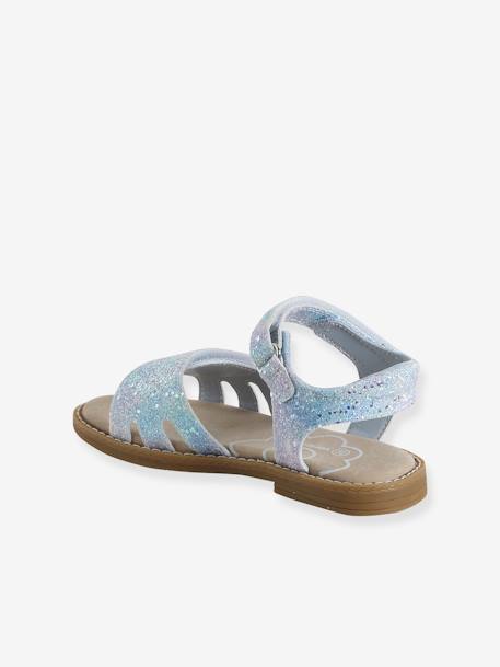 Glitzersandalen met klittenband voor kinderen, kleutercollectie veel blauw+wit, bedrukt - vertbaudet enfant 