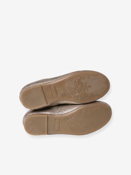 Glanzende leren ballerina's voor meisjes, collectie kleuterschool BEIGE VIF METALLISE+BLEU FONCE METALLISE - vertbaudet enfant 