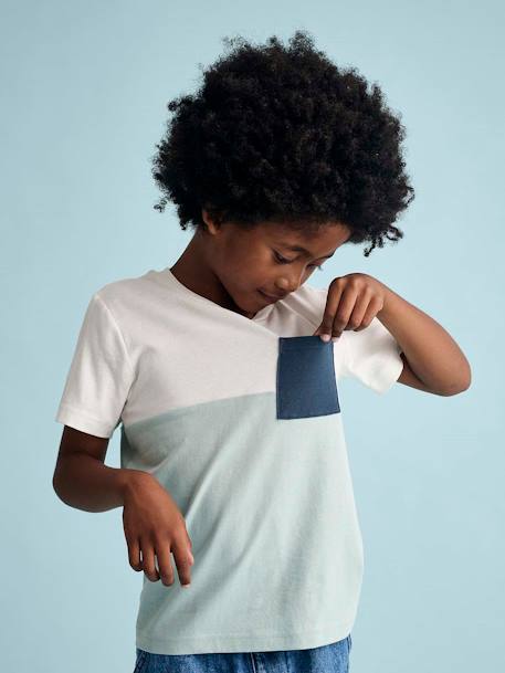 T-shirt garçon coloblock manches courtes ardoise+menthe+orange+vert anglais - vertbaudet enfant 