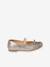 Glanzende leren ballerina's voor meisjes, collectie kleuterschool BEIGE VIF METALLISE+BLEU FONCE METALLISE - vertbaudet enfant 