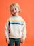 Sweat garçon col rond rayures graphiques blanc chiné+bleu grisé - vertbaudet enfant 