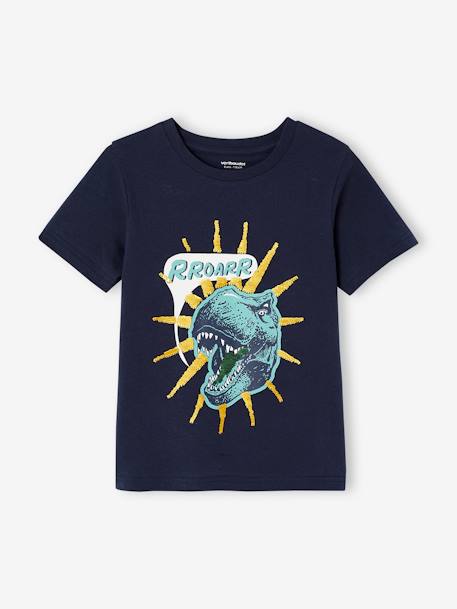 Tee-shirt garçon motif à sequins réversibles blanc+bleu nuit+bleu océan+écru+vert d'eau - vertbaudet enfant 