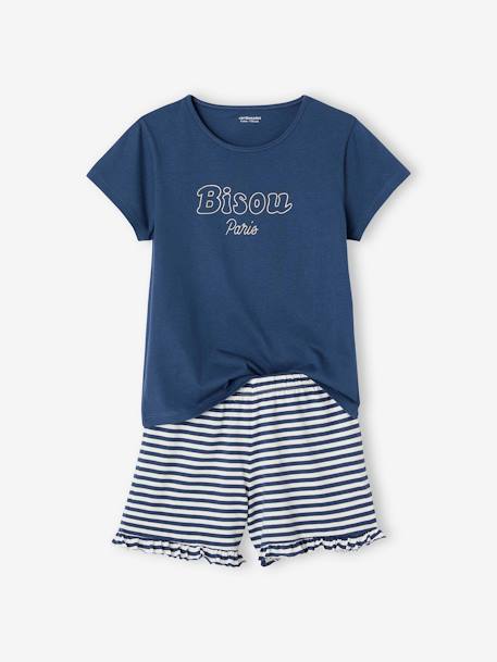 Set van 2 pyjamabroeken BASICS voor meisjes marineblauw - vertbaudet enfant 