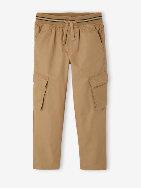 Pantalon droit cargo droit morphologique tour de hanches médium bleu nuit+sable - vertbaudet enfant 