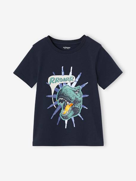 Tee-shirt garçon motif à sequins réversibles blanc+bleu nuit+bleu océan+écru+vert d'eau - vertbaudet enfant 