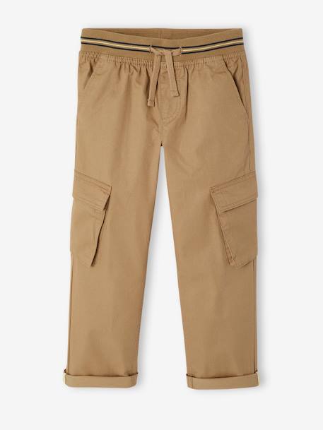 Pantalon droit cargo droit morphologique tour de hanches médium bleu nuit+sable - vertbaudet enfant 