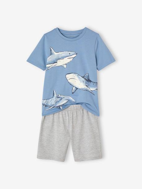 Lot de 2 pyjashorts garçon requins bleu ciel - vertbaudet enfant 