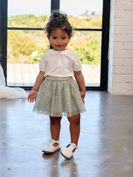 Ensemble bébé fille cérémonie T-shirt et jupon en tulle vert sauge - vertbaudet enfant 