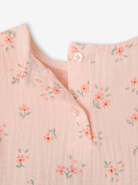 Ensemble bébé blouse short bandeau en gaze de coton rose pâle - vertbaudet enfant 