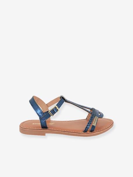 Leren sandalen Badou LES TROPEZIENNES® BY M. BELARBI goudbeige+marineblauw+zilver - vertbaudet enfant 
