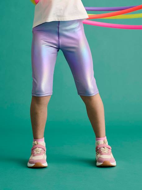 Sportset voor meisjes T-shirt + iriserende kniebroek lila - vertbaudet enfant 