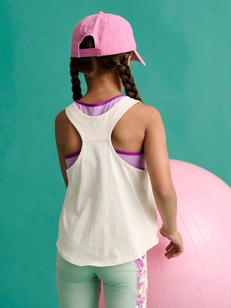 Sportset hemdje + topje voor meisjes ecru - vertbaudet enfant 