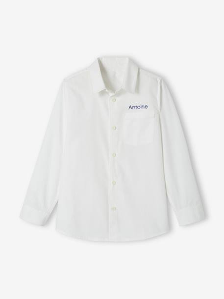 Chemise blanche en popeline manches longues garçon blanc - vertbaudet enfant 