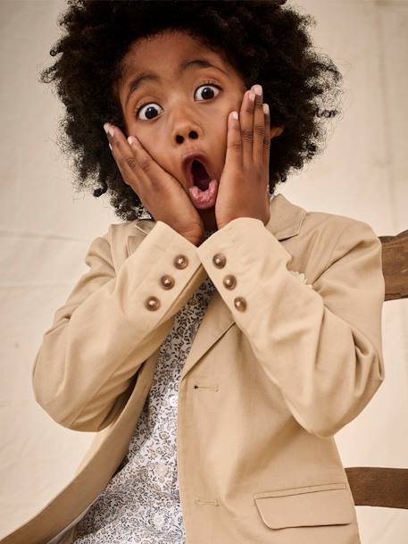 Veste garçon cérémonie en coton/lin beige+beige clair+bleu+marine foncé - vertbaudet enfant 