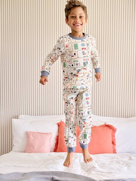 Pyjama garçon imprimé circuit de voitures écru - vertbaudet enfant 