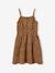 Robe à bretelles fille en gaze de coton beige+corail+vert émeraude - vertbaudet enfant 