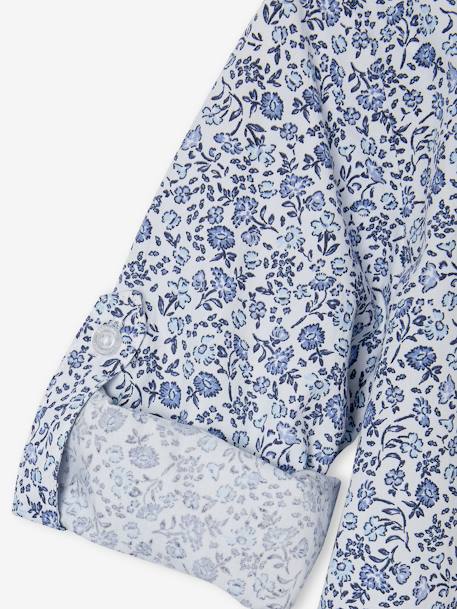 Jongenshemd met bloemenprint en Maokraag beige, bedrukt+blauw, bedrukt - vertbaudet enfant 