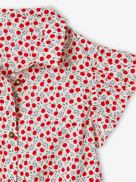 Kanten blouse van katoenen gaas voor meisjes vanille - vertbaudet enfant 