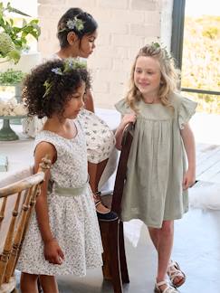 -Robe fille gaze de coton brodée fleurs