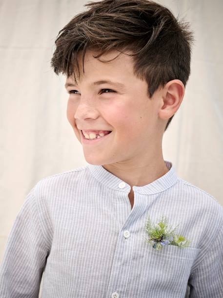 Chemise rayée col Mao garçon rayé vert - vertbaudet enfant 