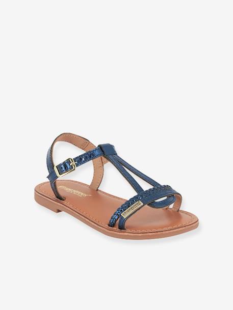 Leren sandalen Badou LES TROPEZIENNES® BY M. BELARBI goudbeige+marineblauw+zilver - vertbaudet enfant 