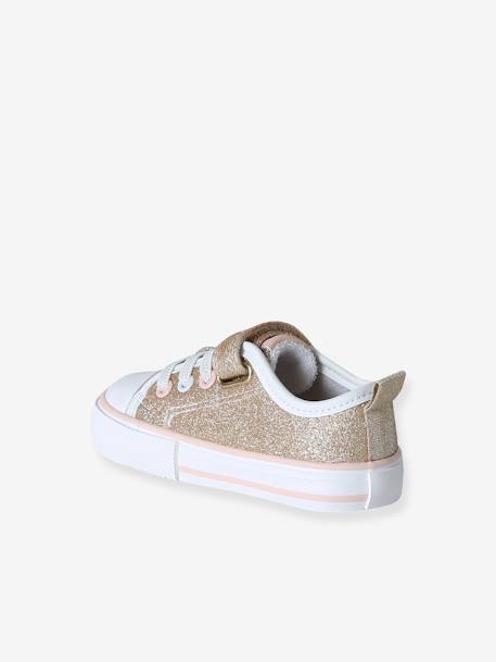 Baskets bébé fille synthétique lacets élastiqués et scratch or - vertbaudet enfant 