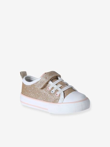 Baskets bébé fille synthétique lacets élastiqués et scratch or - vertbaudet enfant 
