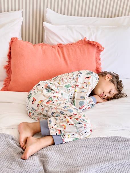 Pyjama garçon imprimé circuit de voitures écru - vertbaudet enfant 