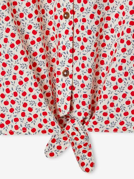 Kanten blouse van katoenen gaas voor meisjes vanille - vertbaudet enfant 