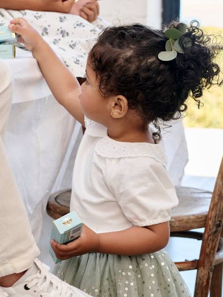 Feestelijke set met shirt en tule rokje voor babymeisjes saliegroen - vertbaudet enfant 