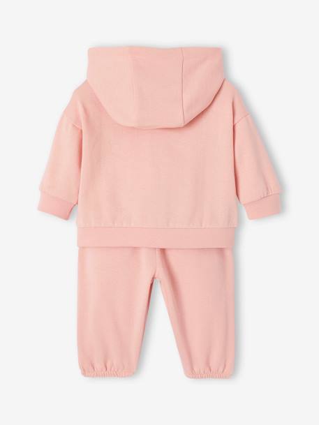 Ensemble sport sweat à capuche zippé + jogging bébé rose pâle - vertbaudet enfant 