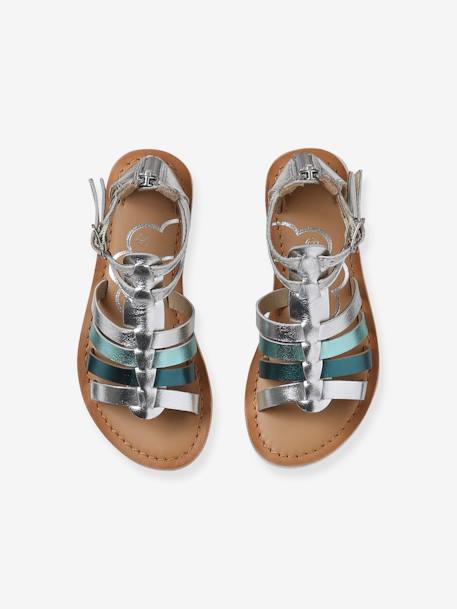 Sandales esprit spartiates cuir enfant collection maternelle argent - vertbaudet enfant 