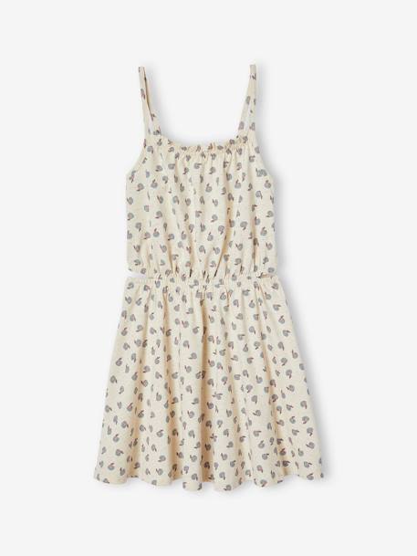 Robe à bretelles ajourée côtés fille vanille - vertbaudet enfant 