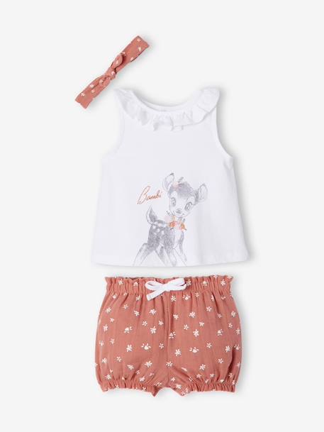Ensemble Disney Bambi bébé 3 pièces T-shirt + bloomer + bandeau rose - vertbaudet enfant 