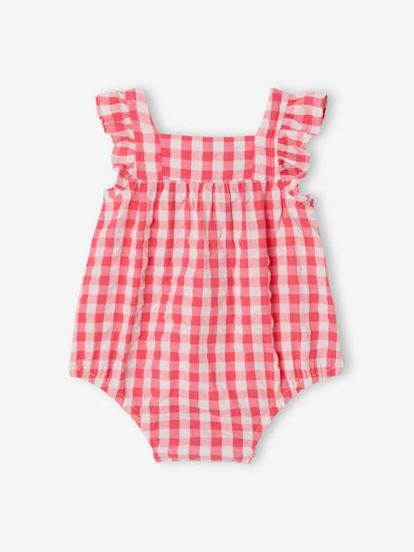Geruit babyrompertje zonder mouwen framboos - vertbaudet enfant 