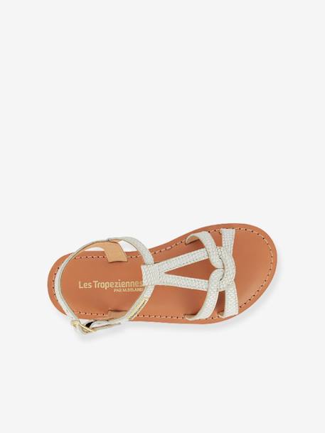 Leren kindersandalen Backle LES TROPEZIENNES® PAR M. BELARBI fuchsia+turquoiseblauw+wit - vertbaudet enfant 