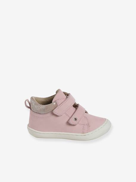 Bottillons à scratchs cuir souple bébé premiers pas beige imprimé+bleu imprimé+bois de rose+bronze+mauve+or+rose+rose poudré+turquoise - vertbaudet enfant 