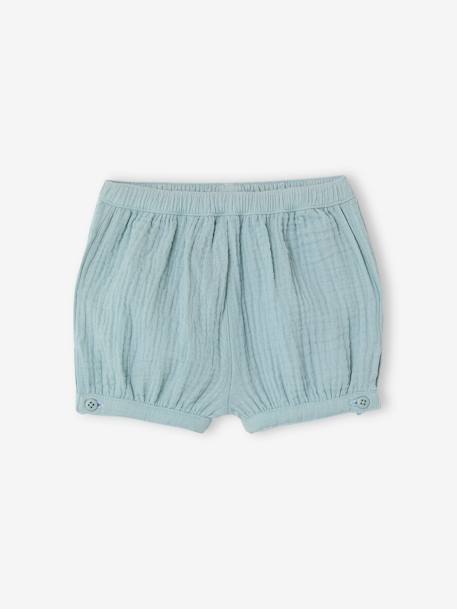 Ensemble bébé blouse short bandeau en gaze de coton rose pâle - vertbaudet enfant 