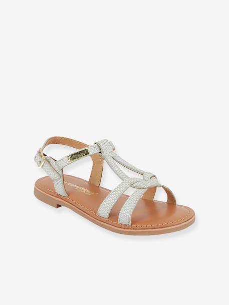 Leren kindersandalen Backle LES TROPEZIENNES® PAR M. BELARBI fuchsia+turquoiseblauw+wit - vertbaudet enfant 