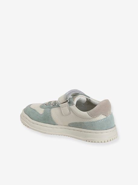 Basket enfant garçon cuir à scratchs et lacets élastiqués lot blanc+lot vert - vertbaudet enfant 