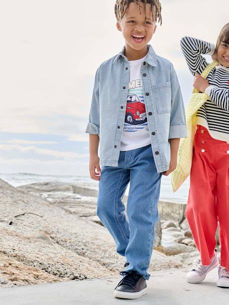 Leren kindersneakers marineblauw+wit - vertbaudet enfant 